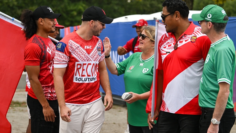 Ireland and Tonga fans mix before the game, which kicks off at 8pm Irish time