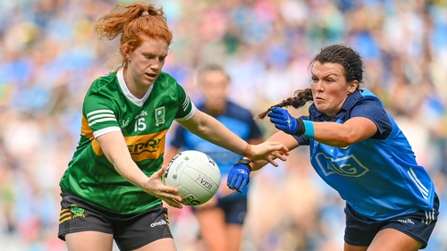 Kerry's Louise Ní Mhuircheartaigh (L) and Dublin's Leah Caffrey are among 25 players nominated from the All-Ireland finalists