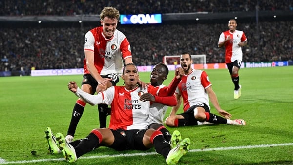 Feyenoord's Calvin Stengs (C) celebrates