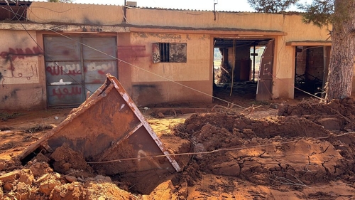 A house almost destroyed by the disaster in Derna