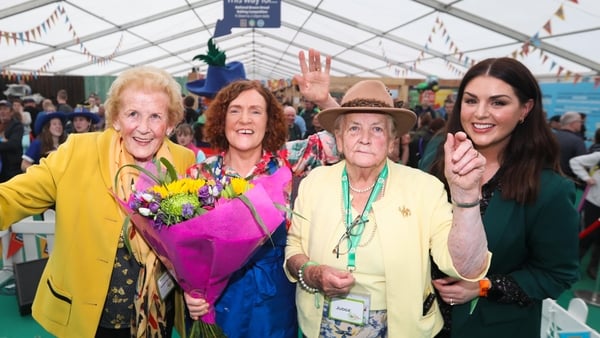 Loretta Mc Guire, Anna May McHugh, Eileen Brennan Sile Seoige at the National Brown Bread Baking Competition Final 2023.