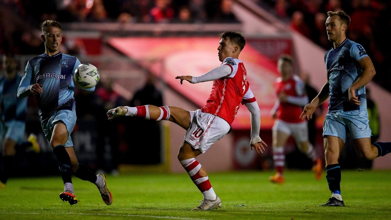 Tommy Lonergan scores his and St Patrick's Athletic's second goal