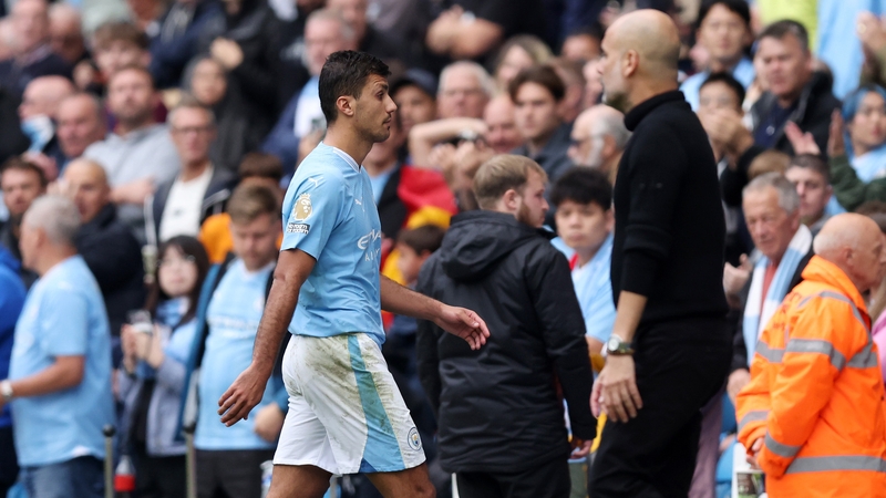 Rodri heads for the tunnel after his dismissal against Nottingham Forest