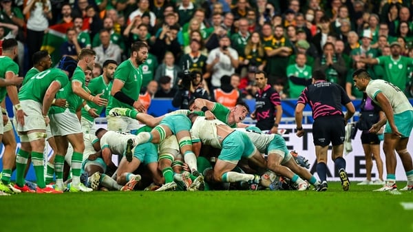 Dan Sheehan contests the last maul resulting in an Ireland penalty which secured victory over South Africa
