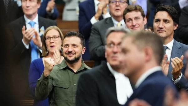 Ukrainian President Volodymyr Zelensky and Canadian Prime Minister Justin Trudeau were in parliament at the time of the incident