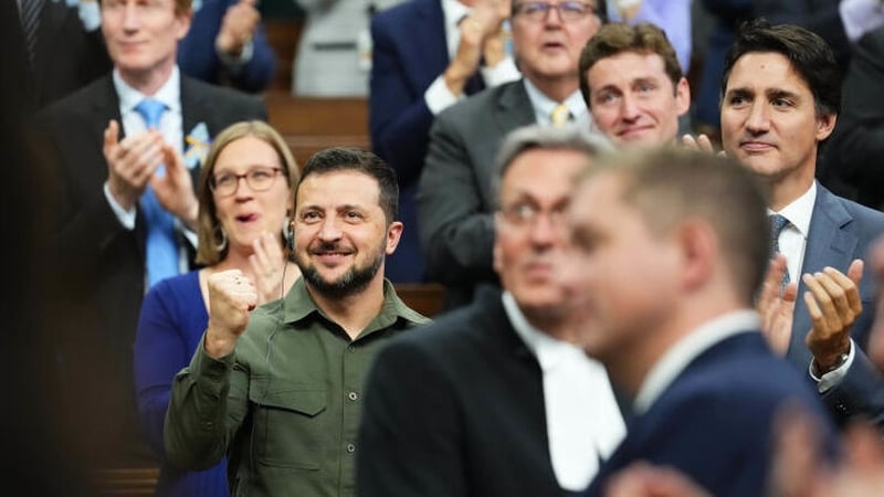 Ukrainian President Volodymyr Zelensky and Canadian Prime Minister Justin Trudeau were in parliament at the time of the incident