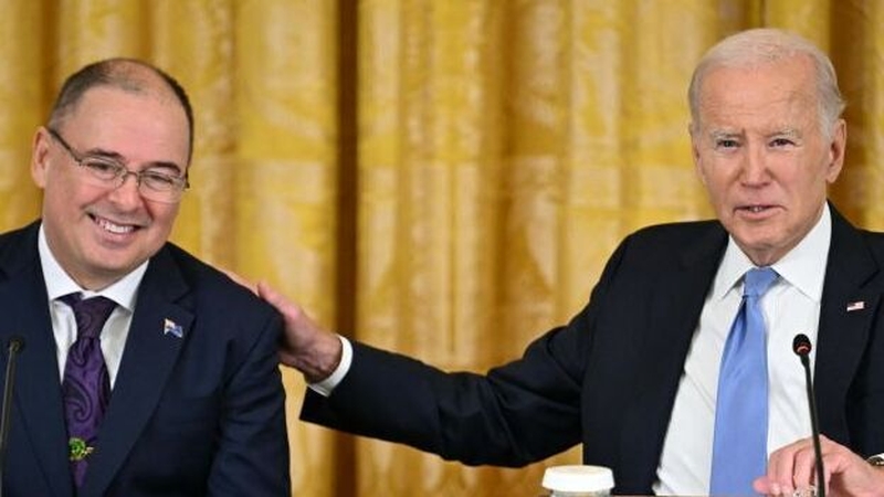 Cook Islands Prime Minister (L) pictured with US President Joe Biden at the summit in White House