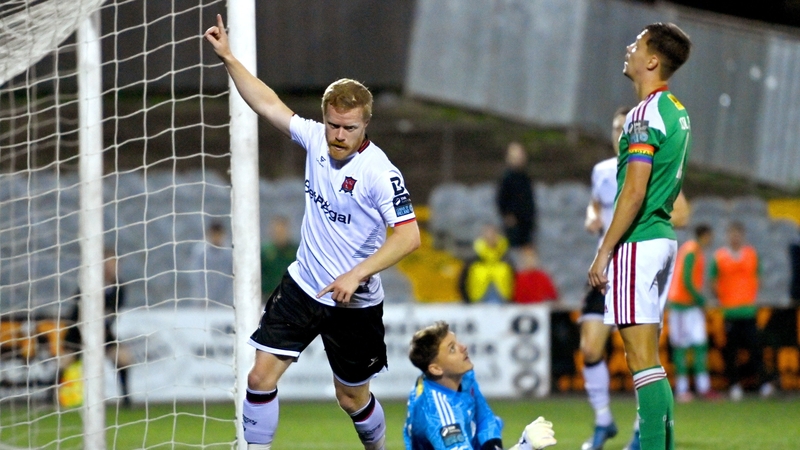 Daryl Horgan celebrates after scoring Dundalk's third