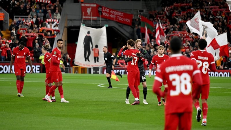 Caoimhin Kelleher took the Liverpool armband from stand-in captain Curtis Jones