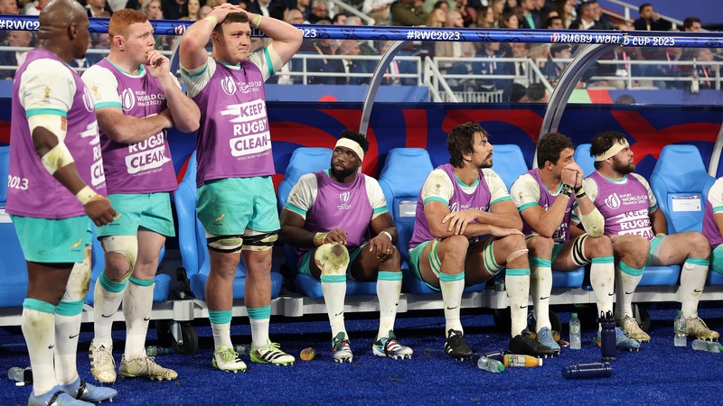 The South African bench looks on as Ireland close out the game