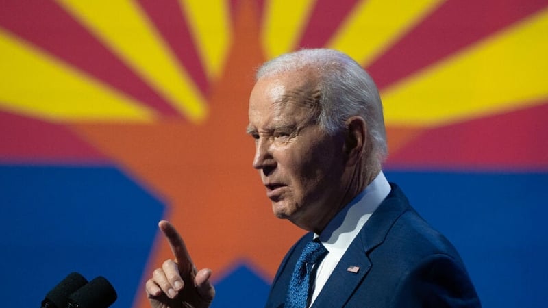 Joe Biden gives a speech in Tempe, Arizona