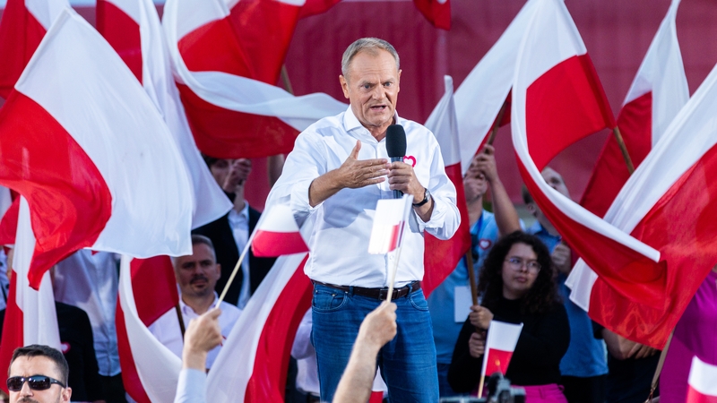 Donald Tusk, leader of Poland's main centrist opposition, speaking at a campaign rally this week in Otwock, Poland