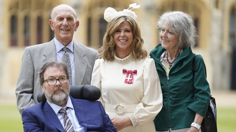 Kate Garraway, her husband Derek Draper and her parents pictured in June