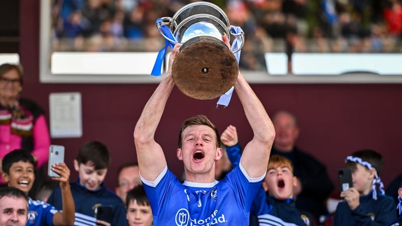 St Loman's captain David Whelan lifts the Shay Murtagh Cup