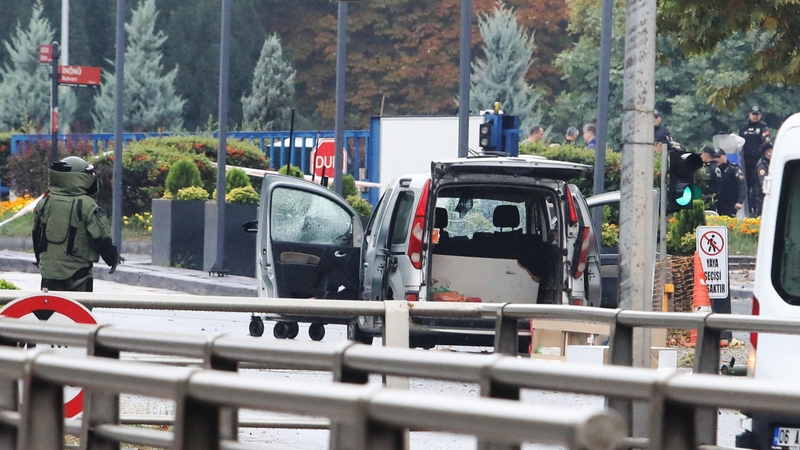 The aftermath of an attempted bomb attack on the Interior Ministry in Ankara