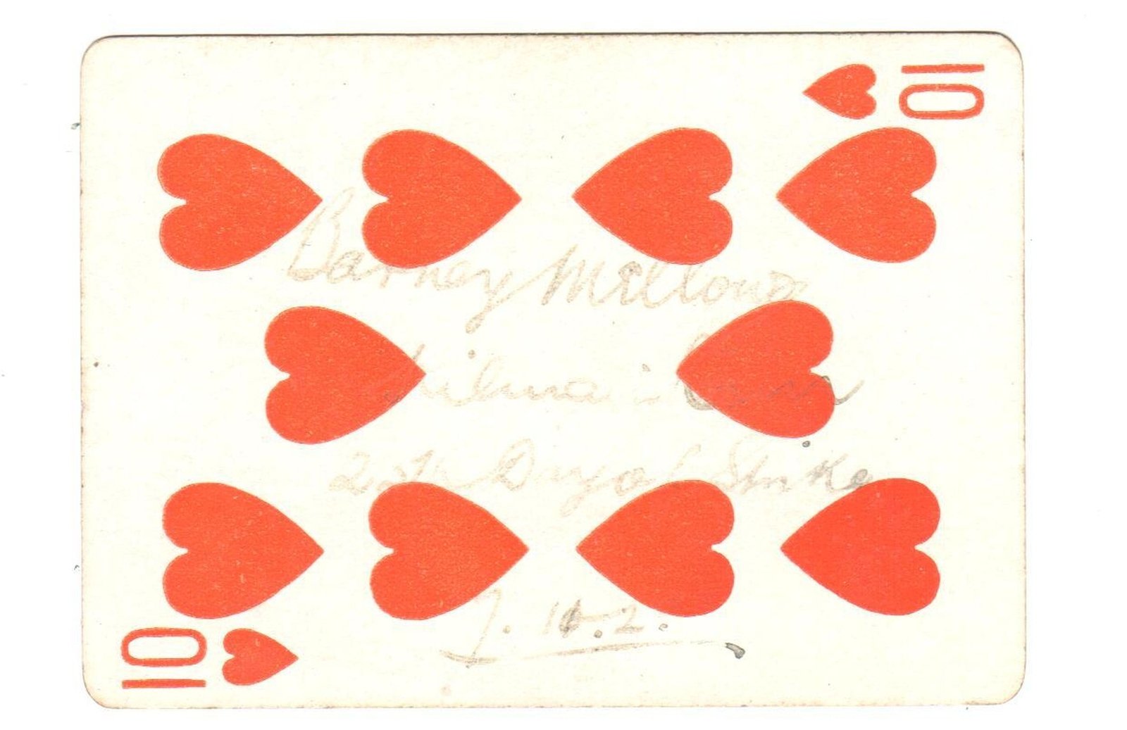 Playing cards autographed by prisoners Peadar O'Donnell and Barney Mellows (Credit: Courtesy of Kilmainham Gaol Museum/OPW, KMGLM 2015.0304. KMGLM 2015.0304)