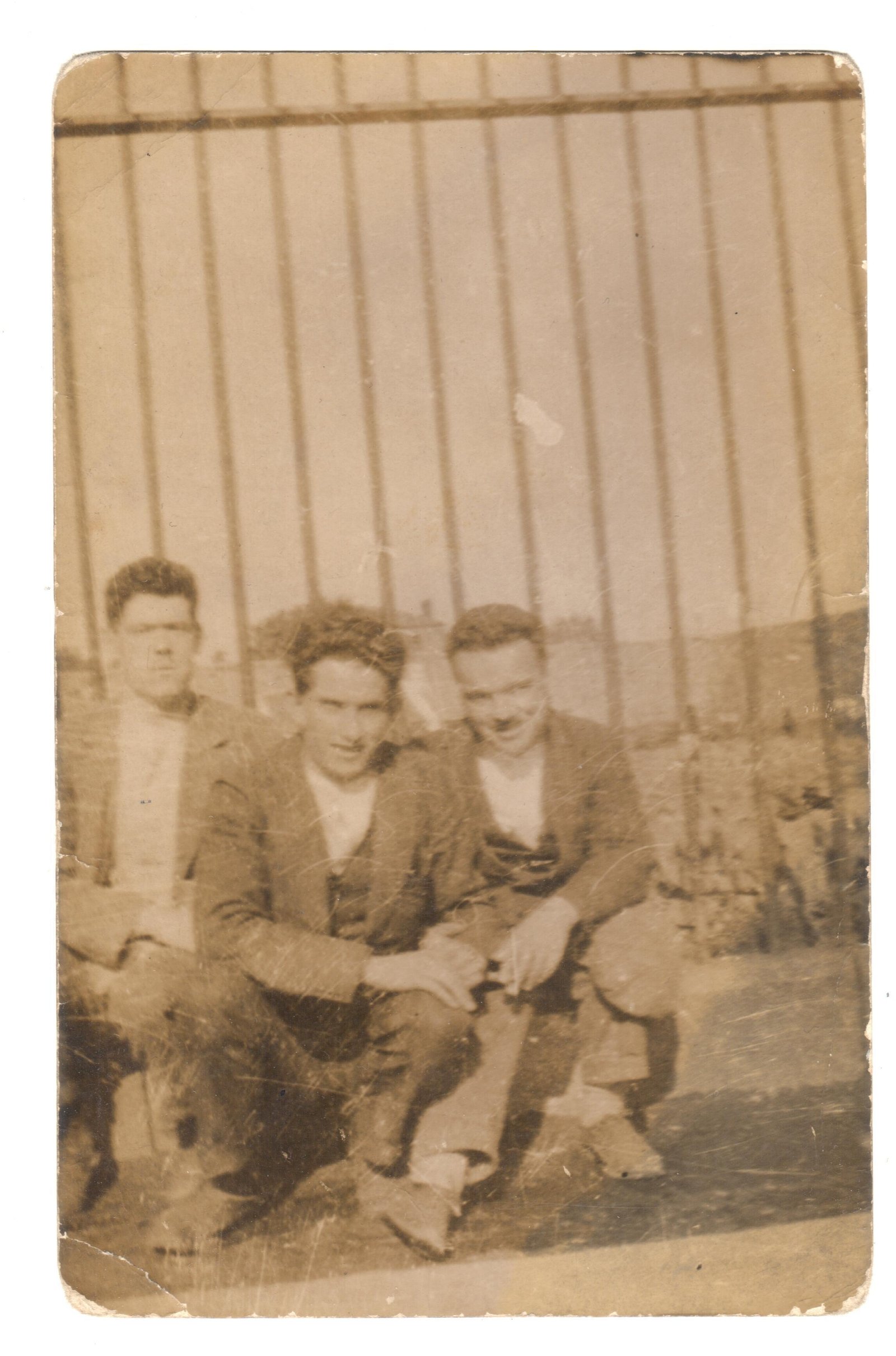 Prisoners Joe McHenry, Dr Andy Cooney and Joe McKelvey, photographed with a concealed camera in Mountjoy Prison, 1 December 1922 (Credit: Courtesy of Kilmainham Gaol Museum/OPW, KMGLM 20pc-3N25-5)