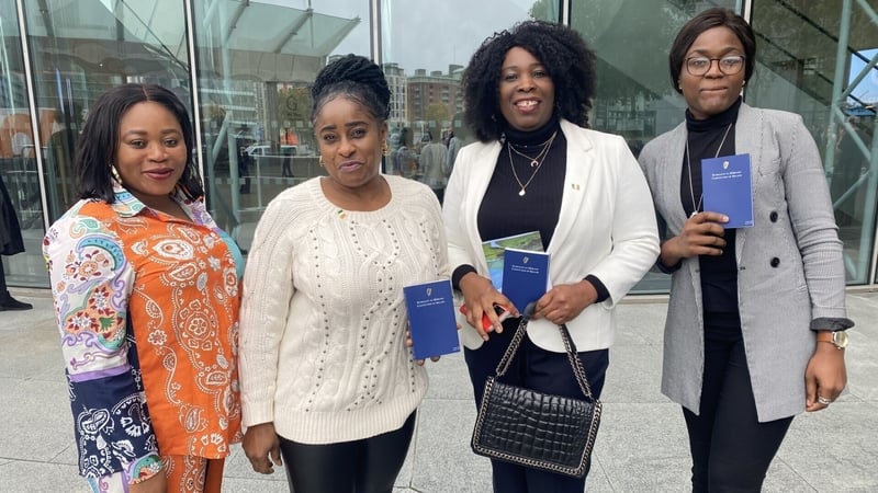 Lucy Semavor (L), Joan Bangalore, Florence Onovo and Eanita Nana (R) at the ceremony