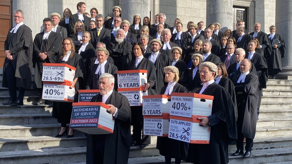 Barristers protesting at courts in strike over fees