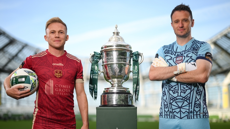 Conor McCormack (L) and Brendan Clarke of Galway United