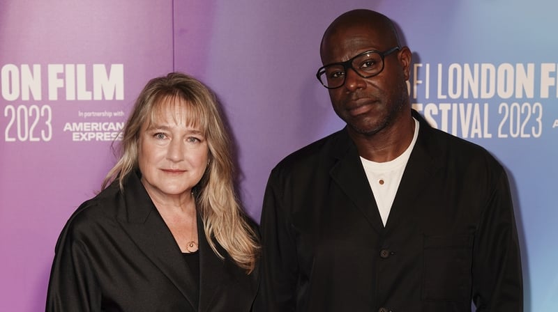 Bianca Stigter and Steve McQueen arrive for a screening of Occupied City at the BFI London Film Festival at the Royal Festival Hall, Southbank Centre in London. Photo credit: Jordan Pettitt/PA Wire