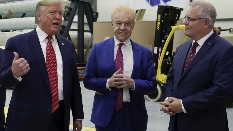 Donald Trump, Anthony Pratt and then Australian prime minister Scott Morrison pictured in Ohio in 2019