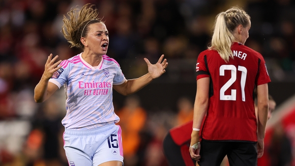 Republic of Ireland captain Katie McCabe celebrates after Arsenal's second goal