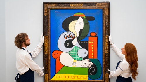 Pablo Picasso's 1932 masterpiece Femme A La Montre on display at Sotheby's in London