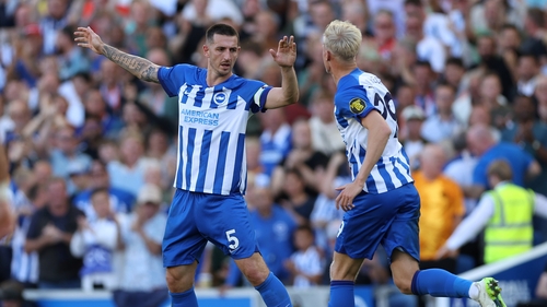 Lewis Dunk (l) levelled on 78 minutes