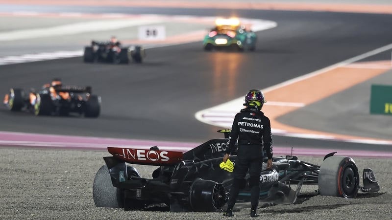 Hamilton after crashing out at the first turn