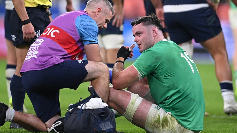 James Ryan receives treatment during the win over Scotland on Saturday