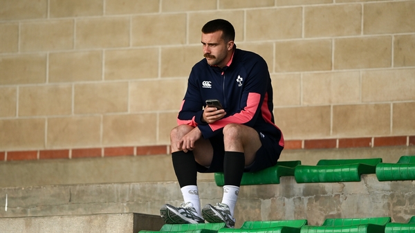 Mack Hansen had a watching brief for Ireland's training session this morning