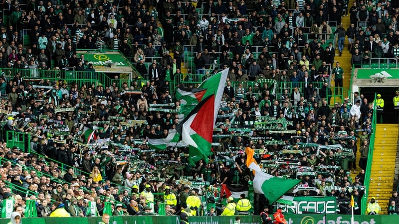 Celtic fans had banners of support for Palestine during Saturday's game against Kilmarnock