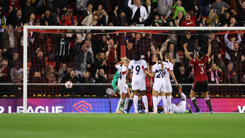 Melvine Malard's goal against PSG is celebrated by Manchester United team-mates