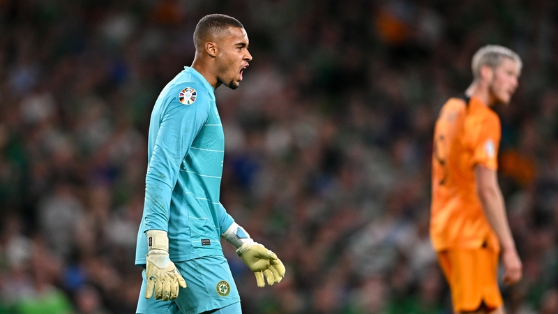 Gavin Bazunu in action during the recent defeat to the Dutch in Dublin