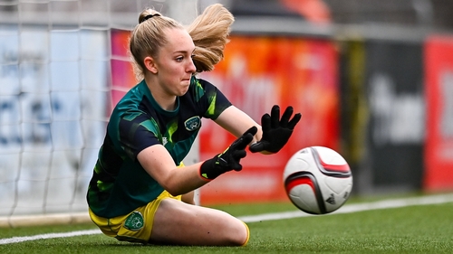 Katie Keane warming up before the Republic of Ireland U17s' Euro qualifier against Northern Ireland last year