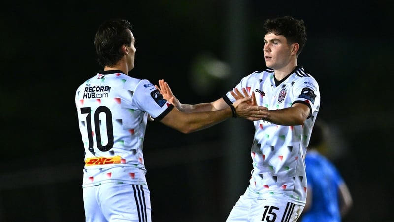James Clarke of Bohemians (R) celebrates with teammate Dylan Connolly