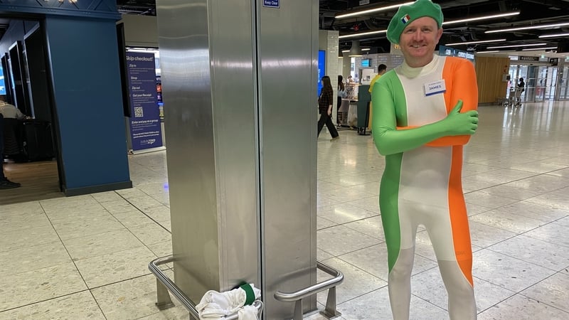 James Fleming sporting a stylish bodysuit for his trip to France