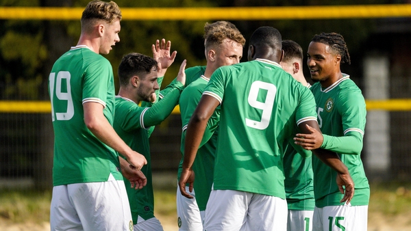 Ireland celebrate Oko-Flex's opener