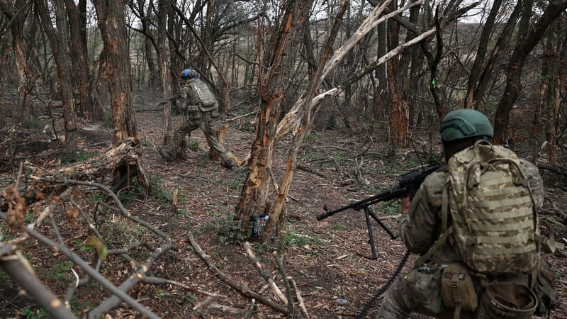 Ukrainian servicemen of the 3rd assault brigade take part in a tactical training at an undisclosed location in the Donetsk region