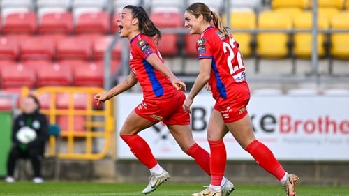 Shelbourne's Christie Gray celebrates her goal with team-mate Margaret Pierce