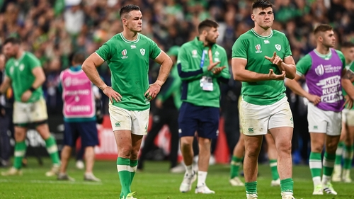 Jonathan Sexton and Dan Sheehan after the quarter-final defeat