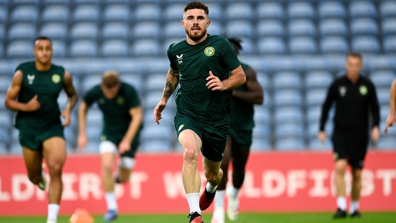 Ryan Manning leading the way at training at the stadium on Sunday evening