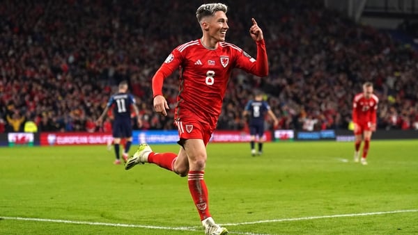 Wales' Harry Wilson celebrates scoring their side's second goal
