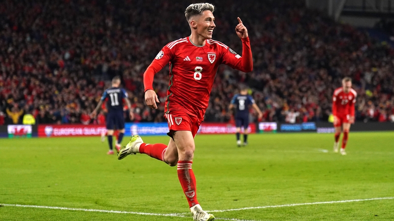 Wales' Harry Wilson celebrates scoring their side's second goal