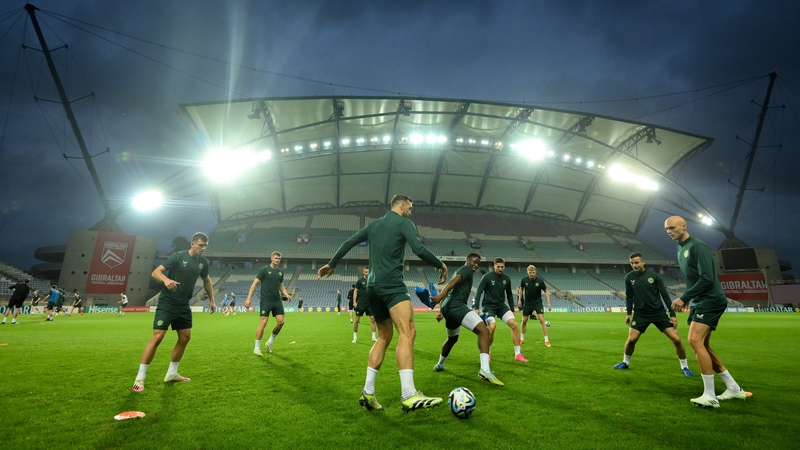 Ireland training on the pitch on the eve of the game against Gibraltar
