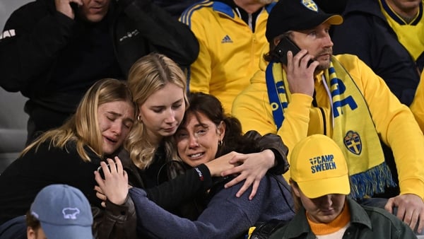 Swedish fans at the King Baudouin Stadium in Brussels
