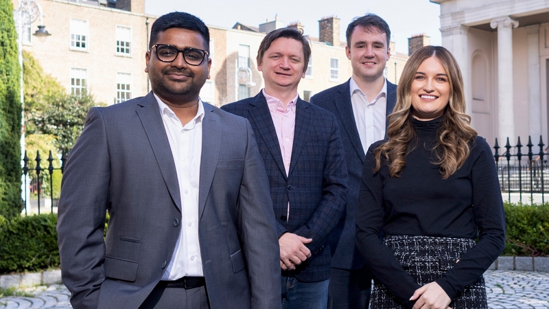 L-R: Sai Vanam, CTO; Conor Sanfey, CFO; Eoghan Moore, Analyst; and Melissa Lyons, CEO from Santiago SME Finance