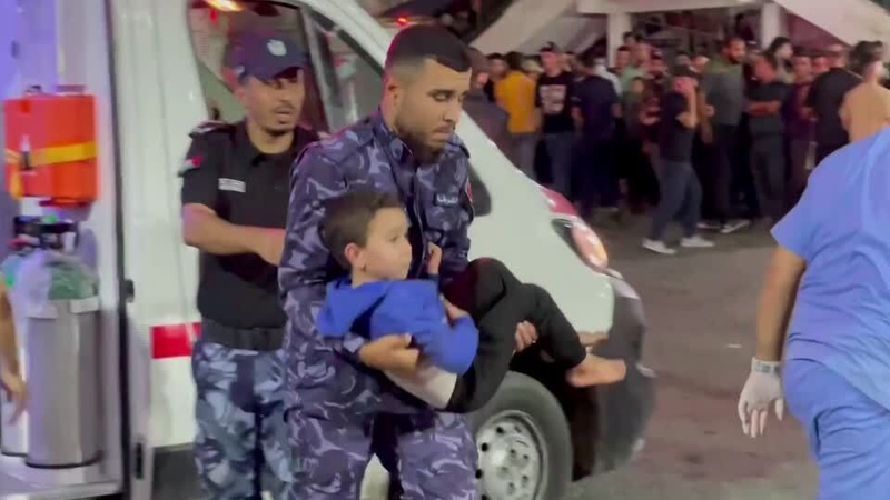 The strike hit the Ahli Arab hospital in central Gaza