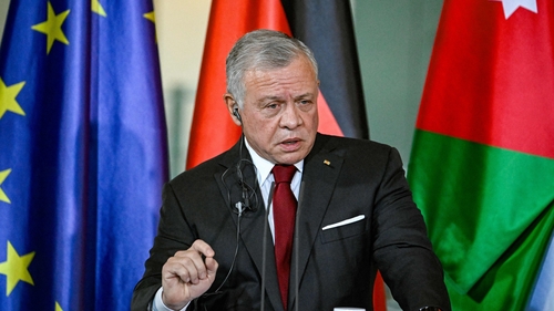 Jordan's King Abdullah II at a joint press conference with German Chancellor Olaf Scholz earlier this week